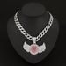 specializes In Fashion Men's Alloy Full Diamond Pink Love Angel Wing Pendant Hip-hop Necklace_ipsvogv.com