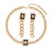 Fashionable women's necklace bracelet set with personalized lion inlay pattern design, collarbone chain jewelry_ipsvogv.com