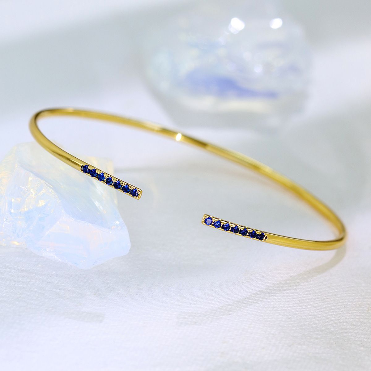 Simple Open Zircon Bracelet Ins Women Gold Plated Diamond Thin Bracelet Adjustable Accessories_ipsvogv.com