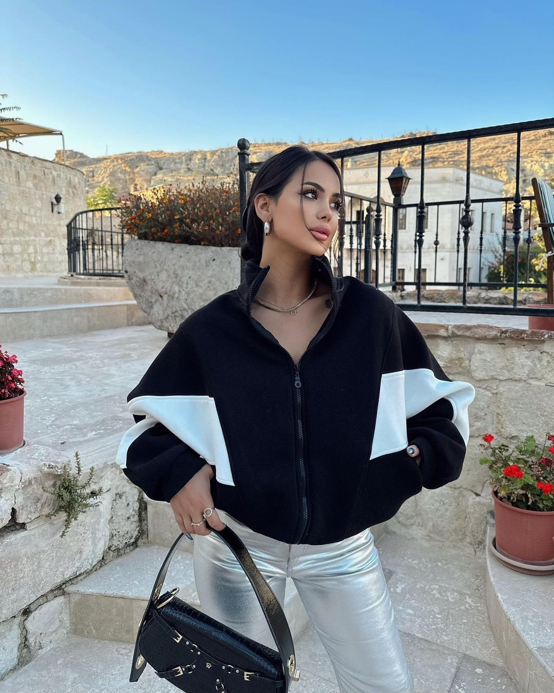 Women's Clothing Autumn and Winter Hot Style Loose Casual Versatile Top Long Sleeve Color Block Stand Collar Jacket for Women_ipsvogv.com