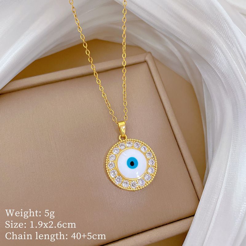 【 Titanium Steel 】 Round Eyes, Personalized Fashion, Light Luxury Temperament, Gorgeous Diamond Necklace, Women's_ipsvogv.com