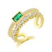 Popular geometric colored zircon open ring for women Copper gold plated adjustable ring_ipsvogv.com