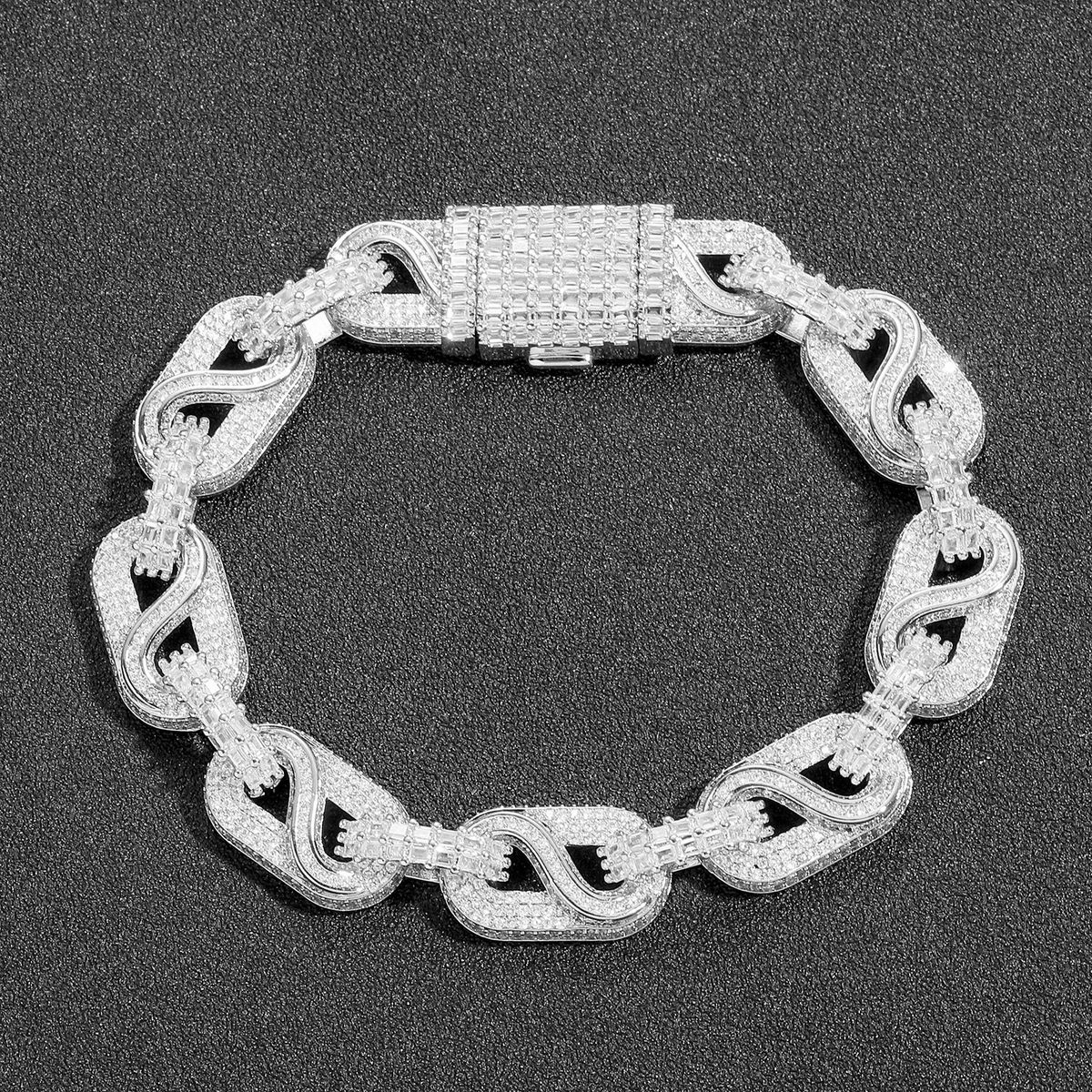 Unisex New T Square Mixed Inlaid Zircon Circulation Bracelet Trendy Brand Popular Personality Men's Hip Hop Bracelet_ipsvogv.com