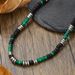 Summer Beach Stainless Steel Necklace Jewelry Simple Coconut Shell Wood Chip Necklace Niche Men's Green Peacock Stone Necklace_ipsvogv.com