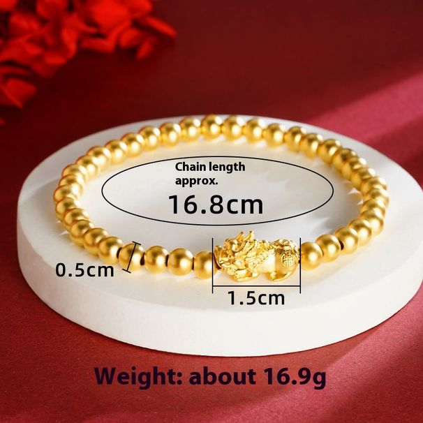 Vietnamese Sand Transport Pearl Pixiu Bracelet Copper Plated Fashion Men's And Women's Gold Bead Elastic Rope String_ipsvogv.com