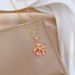 Steel 【 Titanium 】 Pink Five Leaf Flower Light Luxury Temperament Gorgeous Full Diamond Necklace Women's Versatile 【 】_ipsvogv.com