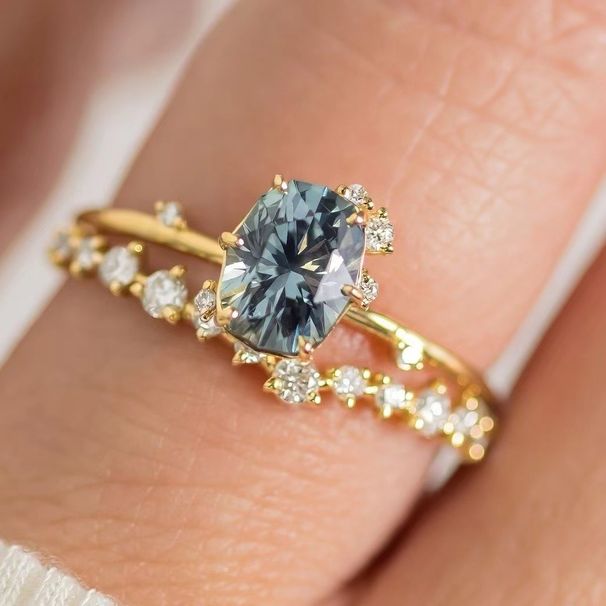 Sanjieins New Internet Celebrity Fashion Gold Plated Jewelry Couple's Set With Green Zircon Ring_ipsvogv.com