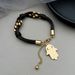 creative leather rope gold bead metal buckle bracelet hamsa Fatima palm evil eye jewelry_ipsvogv.com