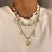 Jewelry Ocean Style Shell Rice Flower Layered Metal Hangtag Figure Pearl Necklace_ipsvogv.com