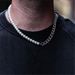 Spliced Stainless Steel Cuban Chain Pearl Chain Necklace Men Non Fading Titanium Steel Men's Pearl Necklace_ipsvogv.com