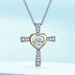 Women's Jewelry S925 Silver Heart Shaped Cross Smart Necklace Beating Heart Clavicle Chain Sweater Chain_ipsvogv.com