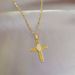 Steel 【 Titanium 】 Light Luxury Cross Palm Full Of Zirconia Set With Real Gold Necklace For Women, Transporting 【 】 Women,_ipsvogv.com