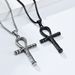Ancient Egyptian Eye of Horus Ankh Titanium Steel Cross Necklace Niche Personality Artistic Retro Wear Pendant_ipsvogv.com