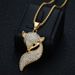 Hip Hop Stainless Steel Gold-Plated Full Diamond Exquisite Fox Pendant Necklace_ipsvogv.com