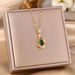 Live Broadcast Inlaid High-end Non Fading Emerald Zircon Steel Necklace For Women's Summer Water Drop_ipsvogv.com