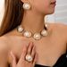 Jewelry French Court Style Layered Pearl Earrings Necklace Ring Four-Piece Set For Women_ipsvogv.com