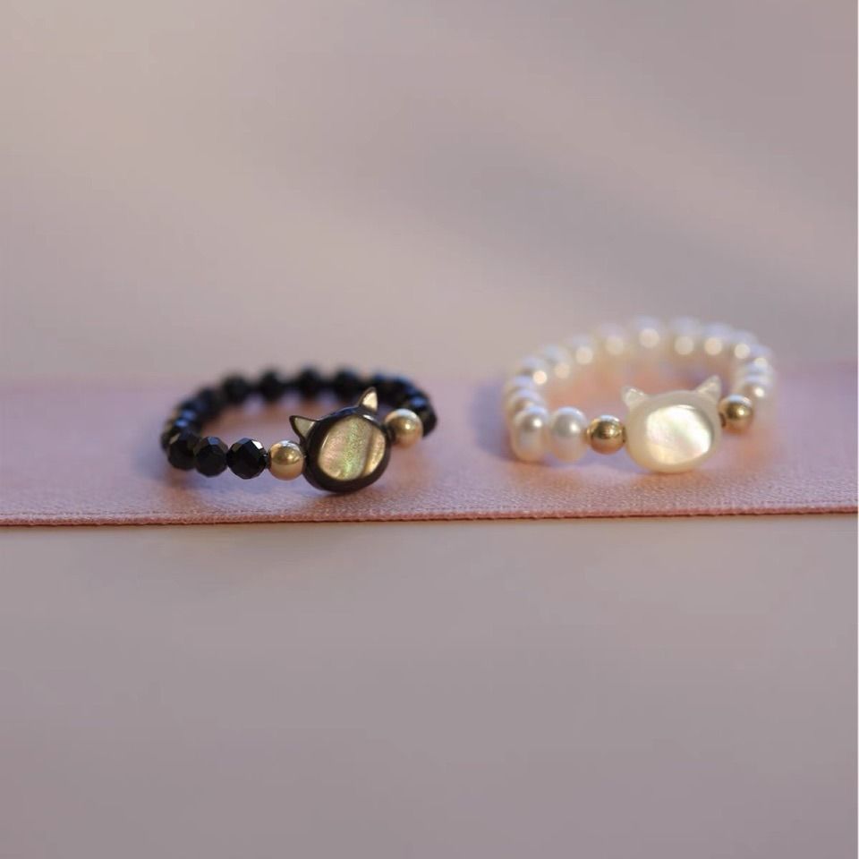 Extremely Fine Crystal Stone, Black Pointed Crystal, Personalized Bead String Ring, Cat Ring_ipsvogv.com