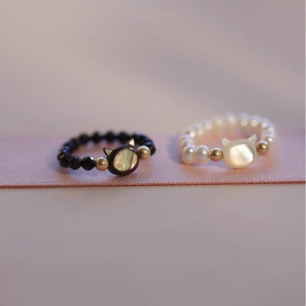 Extremely Fine Crystal Stone, Black Pointed Crystal, Personalized Bead String Ring, Cat Ring_ipsvogv.com