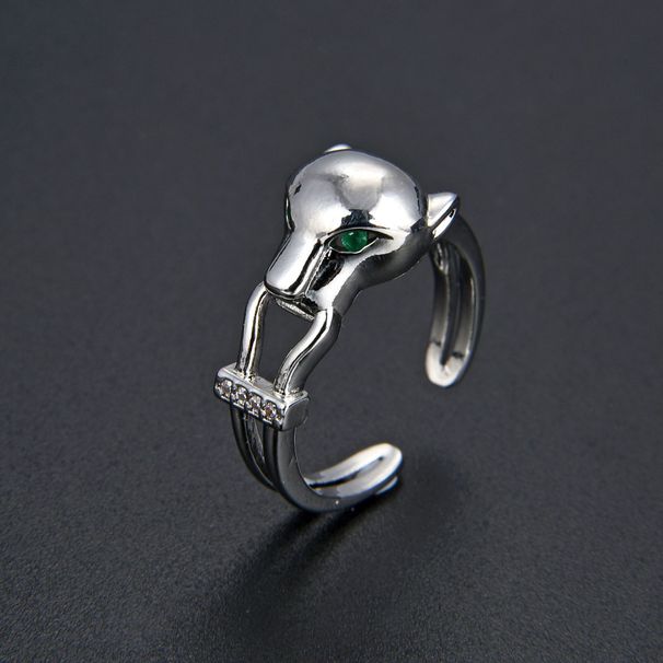 Unisex Diamond Zircon CZ Leopard Ring Opening Adjustable Female Hand Jewelry Ins Style Light Luxury_ipsvogv.com