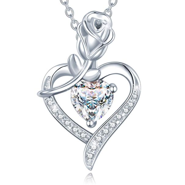 Women’s Jewelry Set Fashion high end birthstone heart shaped pendant fashion rose love necklace_ipsvogv.com