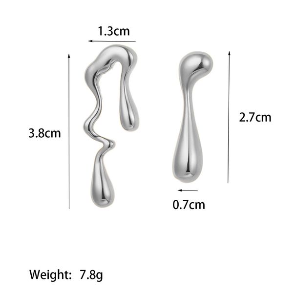 INS Gold-plated Stainless Steel Irregular Droplet Shaped For Women, Fashionable And Versatile Geometric Earrings_ipsvogv.com