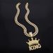 Unisex Alloy Necklace Crown KING Single Row Diamond Inlaid Diamond Pendant Men And Women Hip Hop Personality Full Diamond Jewelry Pendant_ipsvogv.com