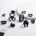 Gothic Style Ring Electrophoresis Black Adjustable Flower Skull Heart Spider Mask 10 Piece Set Of Rings_ipsvogv.com