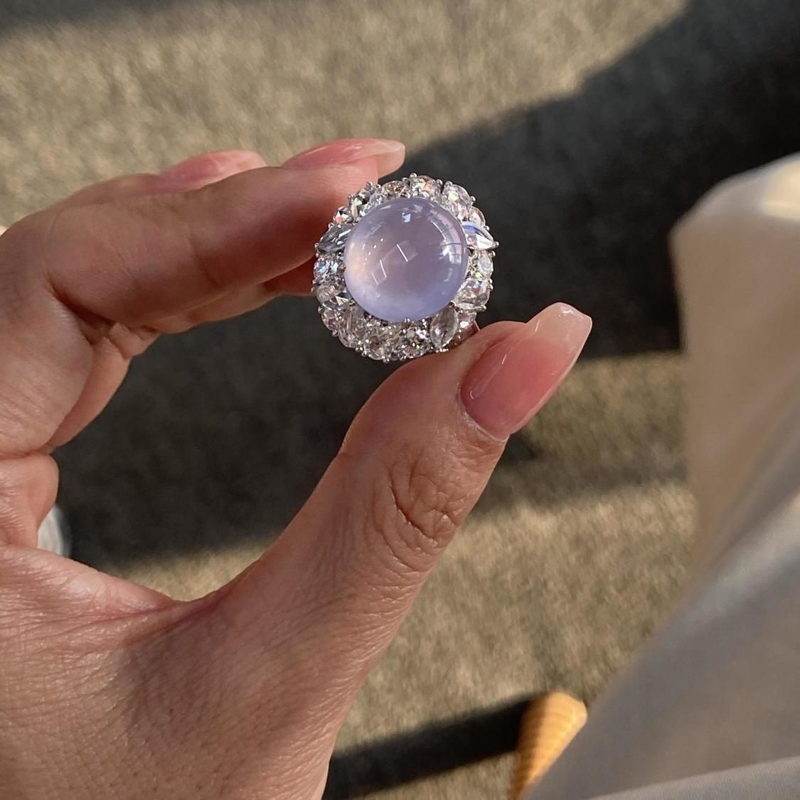 Light Luxury, High-end, Clear Cool, Inlaid With Zircon Purple Ring, Fashionable And Versatile, Trendy Index Finger Ring_ipsvogv.com