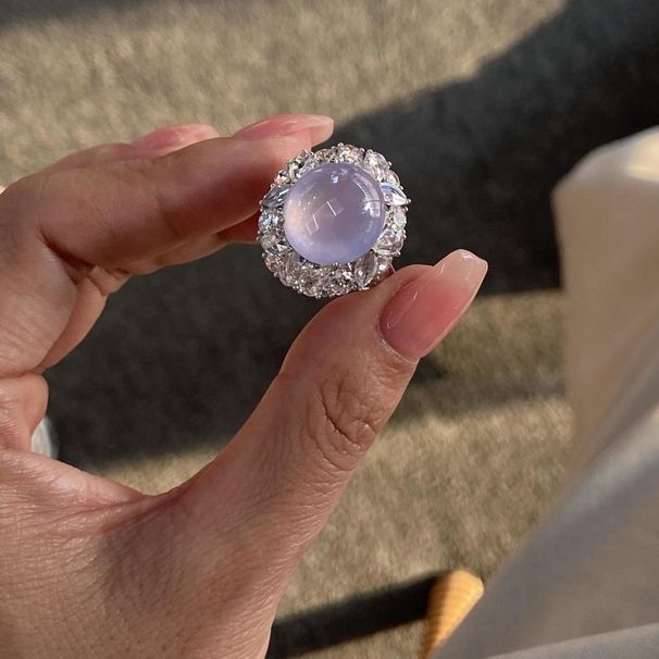 Light Luxury, High-end, Clear Cool, Inlaid With Zircon Purple Ring, Fashionable And Versatile, Trendy Index Finger Ring_ipsvogv.com