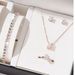 Simple jewelry set fashionable and versatile zircon necklace earrings ring bracelet four piece jewelry_ipsvogv.com
