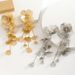 Exaggerated alloy flower necklace Fashion long flower cluster tassel multi layer earring set_ipsvogv.com