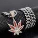Hot Selling Fashion Diamond Red And Blue Enamel Maple Leaf Necklace Men Hip Hop Punk Pendant Necklace_ipsvogv.com