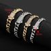 Copper Inlaid Zircon Color-Retaining Cuban Chain Bracelet Hip-Hop Men's Bangle Spring Clasp Round Polished Encrypted_ipsvogv.com