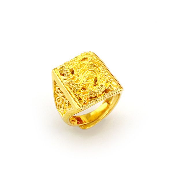 Open Mouth Men's Color Sand Gold Domineering Dragon Horse Ring Copper Jewelry Wealth_ipsvogv.com