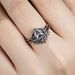 Sanjieins Inlaid Water Drop Zircon Gun Black Plated Women's Flower Pair Ring New_ipsvogv.com