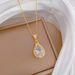 Idustry 【 】 Water Drop Light Luxury Charm Gorgeous Full Diamod Necklace Wome's Versatile Clavicle Titaium Steel 【 】_ipsvogv.com