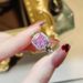 Light Luxury Cuban Chain Inlaid With High Carbon Ice Flower Cut Ring, High-end Feeling, Radian Pink Diamond Colorful_ipsvogv.com