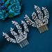 Bridal Headdress Handmade Crystal Rhinestone Hair Comb For Bridal Wedding Party, Elegant Floral Hair Accessories For Women, Silver And Gold_ipsvogv.com