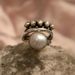 Cao Shi Fashion Thai Silver Vintage Round Three Layer Cross Pearl Ring_ipsvogv.com