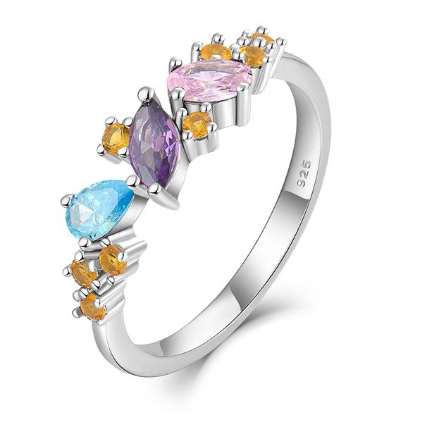 Ring for women S925 sterling silver simple fashion colored zircon light luxury ins niche design high end hand jewelry_ipsvogv.com