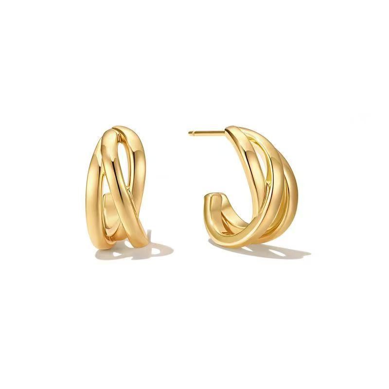 Women's Jewelry Wave Hollow Gold Earrings Niche Light Luxury High End Earrings_ipsvogv.com