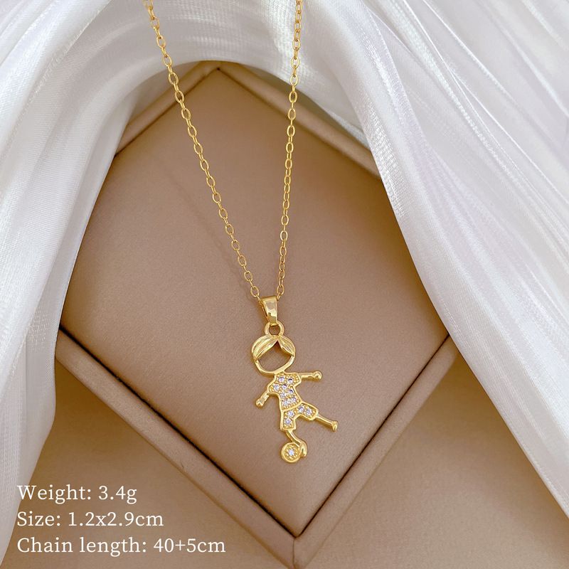 Titanium Steel 【 】 Football Boy Light Luxury Temperament Gorgeous Full Diamond Necklace Women's Versatile Collarbone 【 】_ipsvogv.com