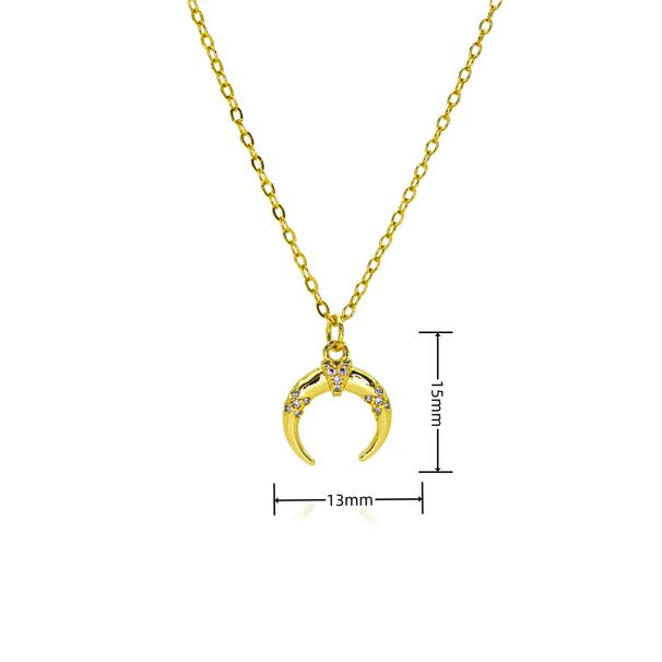 Plated Crescent Moon Pendant Necklace - Copper Base With Color Protection, Elegant Travel Jewelry For Women_ipsvogv.com