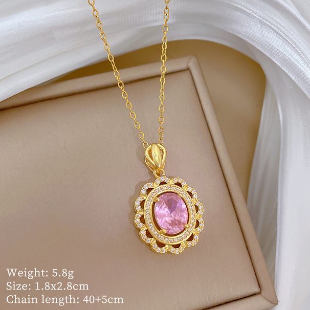 Titanium Steel 【 】 Hollow Egg Shaped Heavy Industry Light Luxury Temperament Gorgeous Full Diamond Necklace Women's 【 】_ipsvogv.com