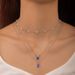 Sweater Creative Grandmother Blue Green Pearl Multi-layer Necklace Simple Three-layer Collarbone Chain_ipsvogv.com