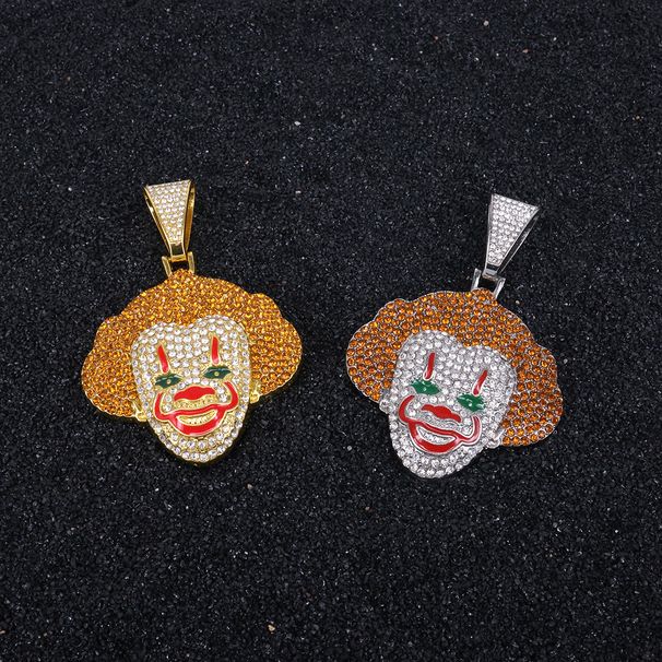 Unisex New Clown Diamond Alloy Pendant From Men's Trendy Hip Hop Cuban Chain_ipsvogv.com