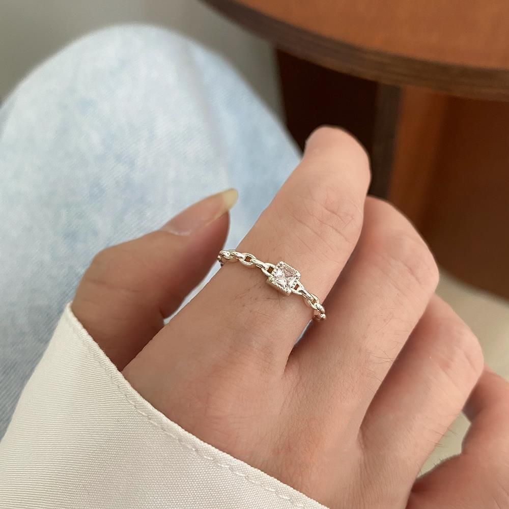 Sterling Silver Diamond Style For Female Niche Design, Index Finger With Stylish And Simple Style, Open Ring_ipsvogv.com