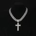 Popular Personality Cross Pendant With Alloy Dia Cuban Chain Religious Belief Hip Hop Necklace_ipsvogv.com