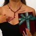 Women’s Jewelry Set Fashion Fashion Trend Zircon Luxury Necklace Earrings Set Ins Black Wheat Ear Set Live Broadcast_ipsvogv.com