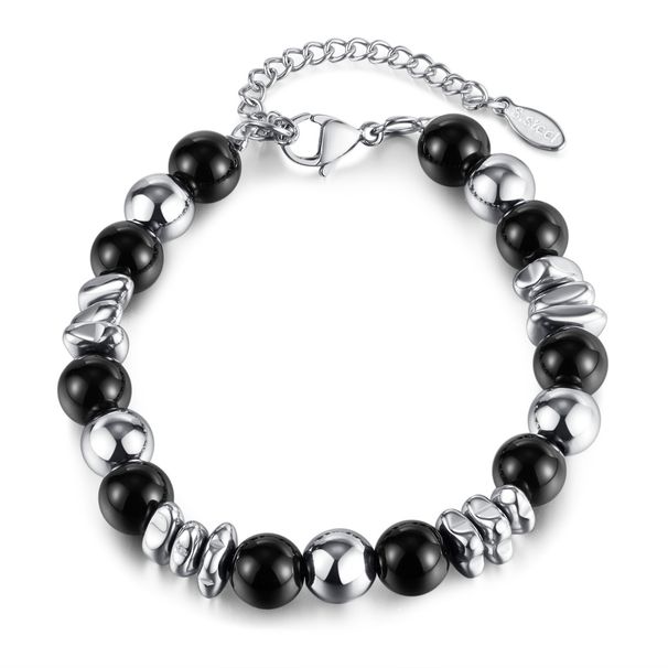 Men And Women's Jewelry Personalized Stainless Steel Hand Jewelry Fashion Versatile Black Agate Bracelet_ipsvogv.com